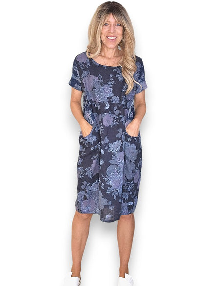 Navy Scarlett Rose Jungle Dress