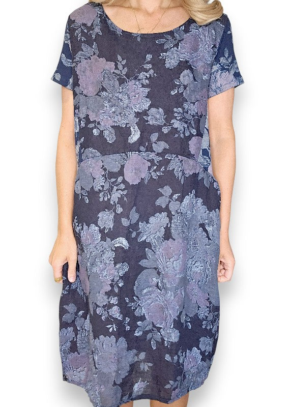 Navy Scarlett Rose Jungle Dress