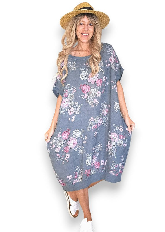 Dark Grey High Tea Elastic Hem Dress