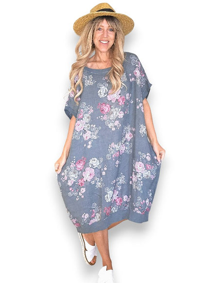 Dark Grey High Tea Elastic Hem Dress