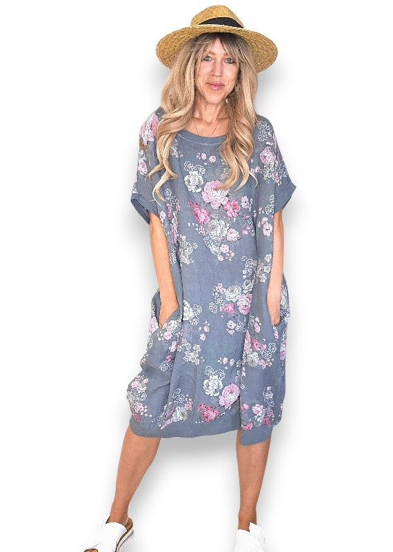Dark Grey High Tea Elastic Hem Dress