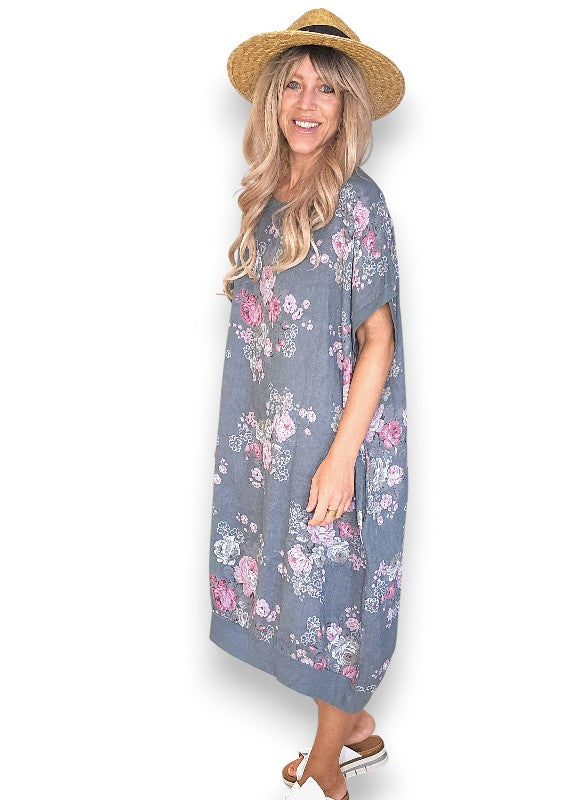 Dark Grey High Tea Elastic Hem Dress