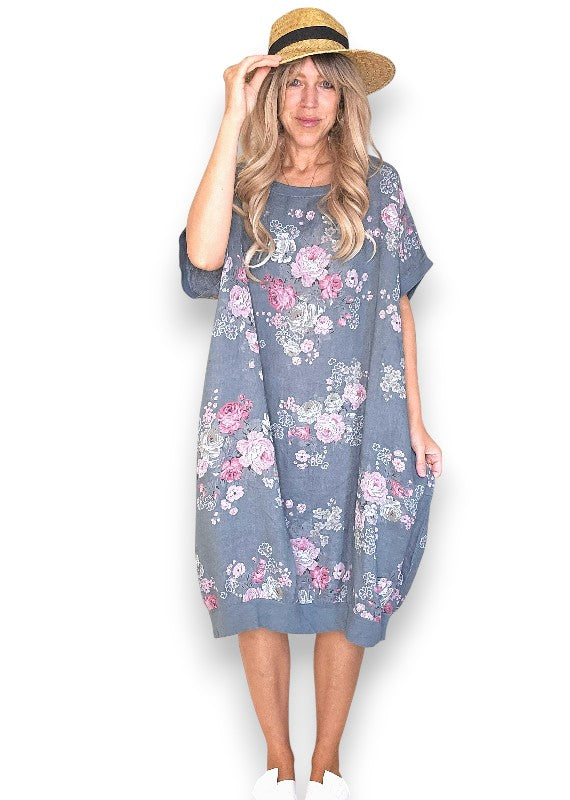 Dark Grey High Tea Elastic Hem Dress