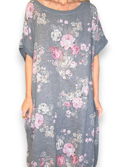 Dark Grey High Tea Elastic Hem Dress