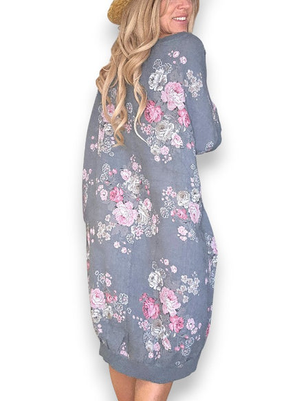 Dark Grey High Tea Elastic Hem Dress