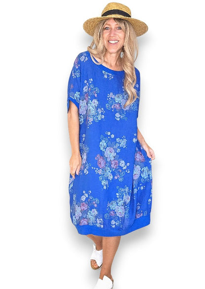 Cobalt High Tea Elastic Hem Dress