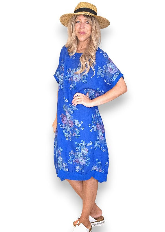 Cobalt High Tea Elastic Hem Dress