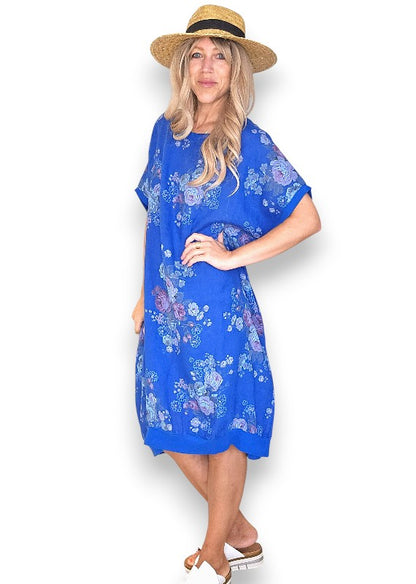 Cobalt High Tea Elastic Hem Dress