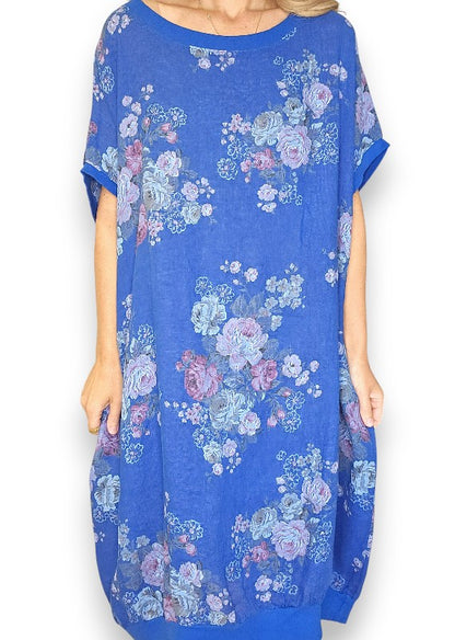 Cobalt High Tea Elastic Hem Dress