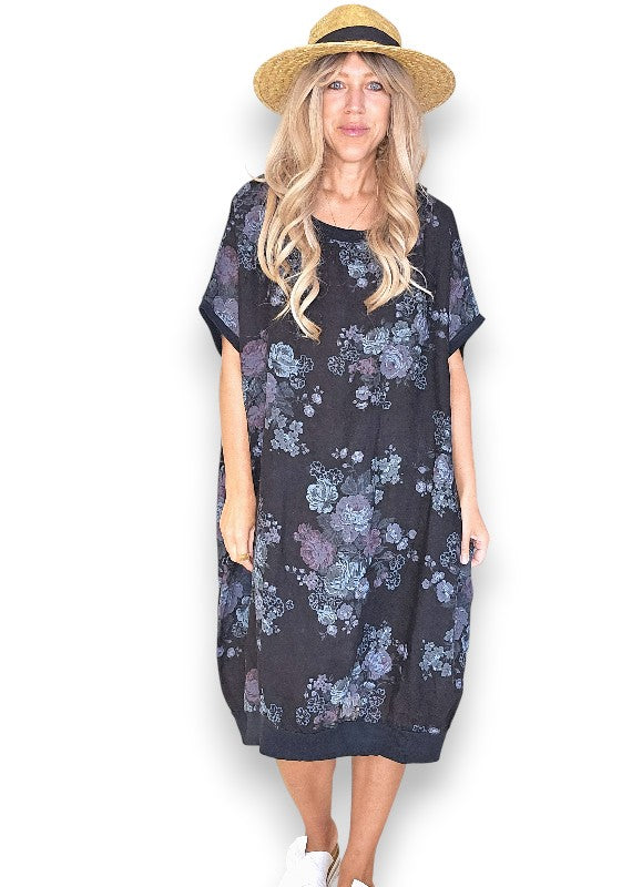Black High Tea Elastic Hem Dress