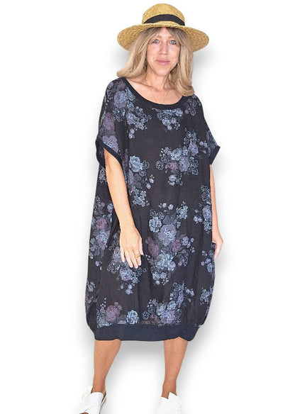 Black High Tea Elastic Hem Dress