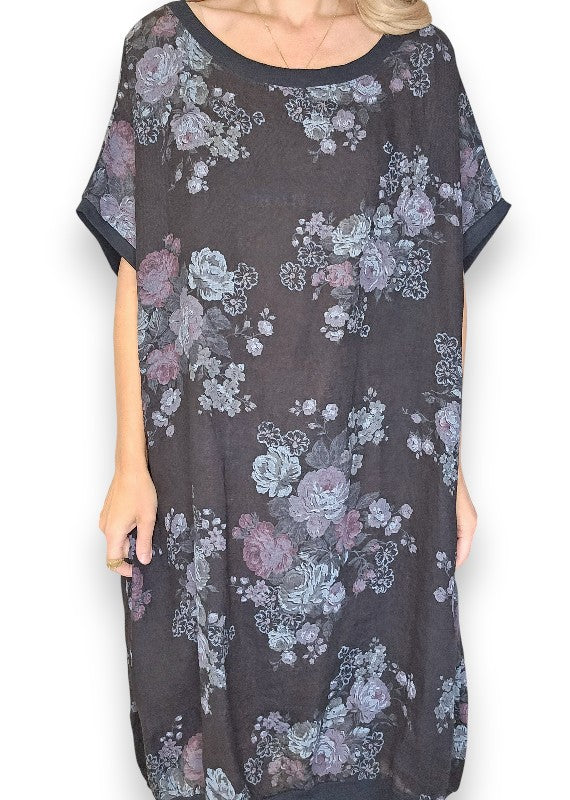Black High Tea Elastic Hem Dress