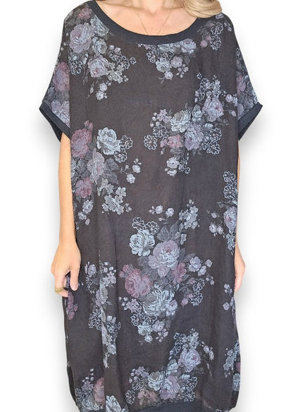 Black High Tea Elastic Hem Dress