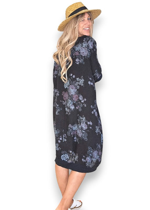 Black High Tea Elastic Hem Dress