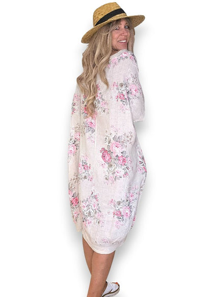 Beige High Tea Elastic Hem Dress