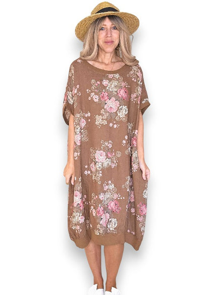 Coffee High Tea Elastic Hem Dress