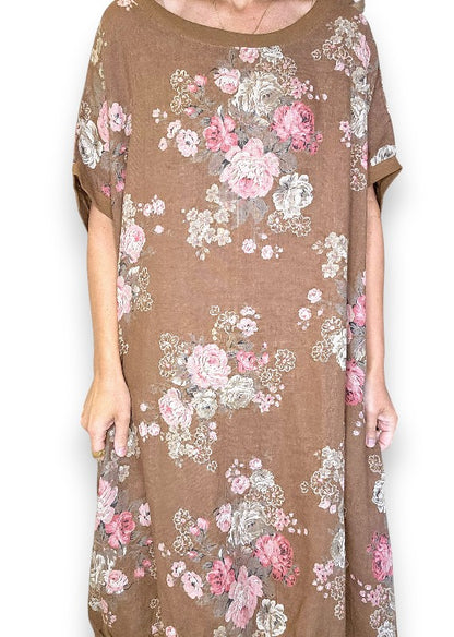 Coffee High Tea Elastic Hem Dress