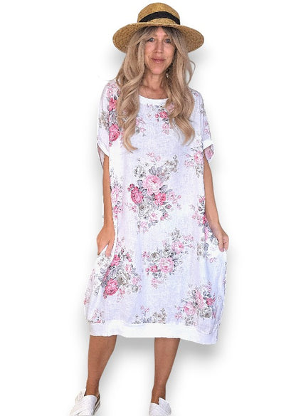 White High Tea Elastic Hem Dress