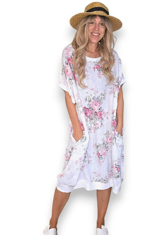 White High Tea Elastic Hem Dress