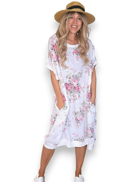 White High Tea Elastic Hem Dress