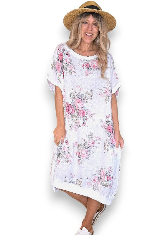 White High Tea Elastic Hem Dress