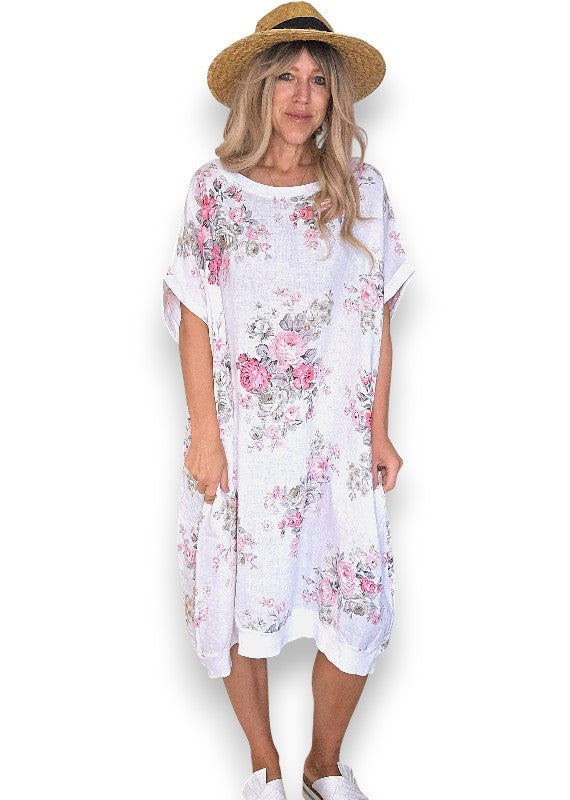 White High Tea Elastic Hem Dress