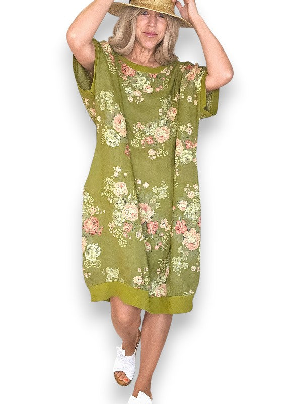 Olive High Tea Elastic Hem Dress