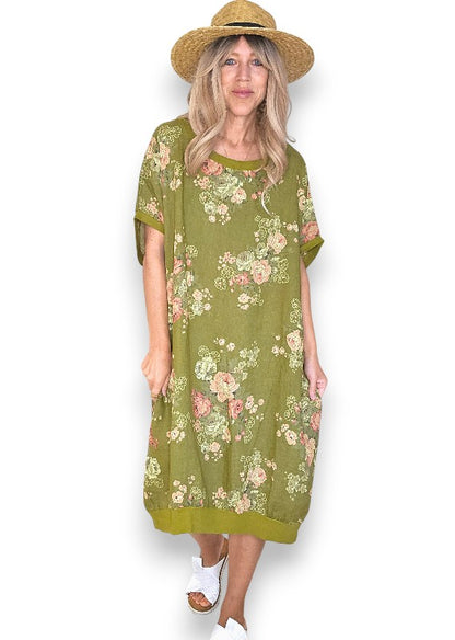 Olive High Tea Elastic Hem Dress