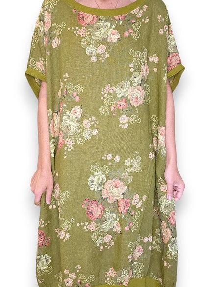 Olive High Tea Elastic Hem Dress