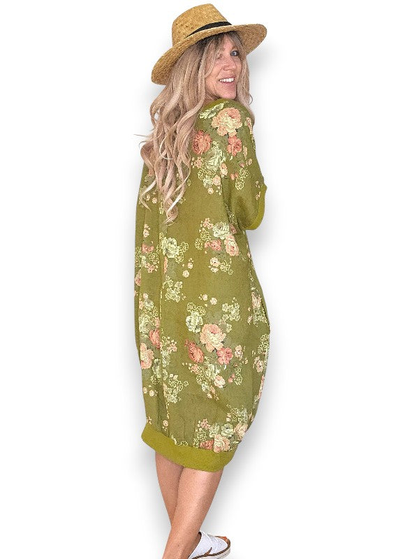 Olive High Tea Elastic Hem Dress