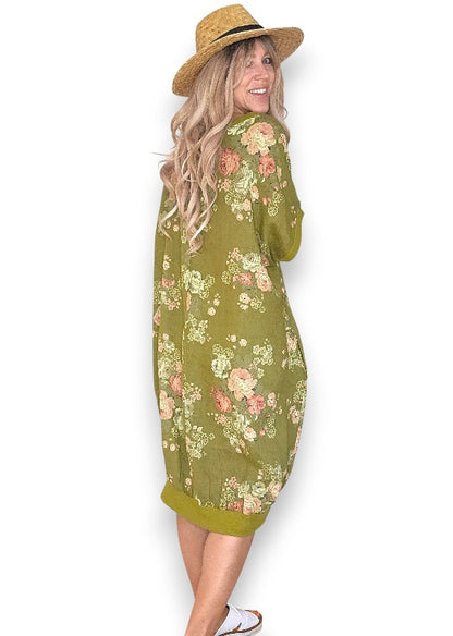 Olive High Tea Elastic Hem Dress