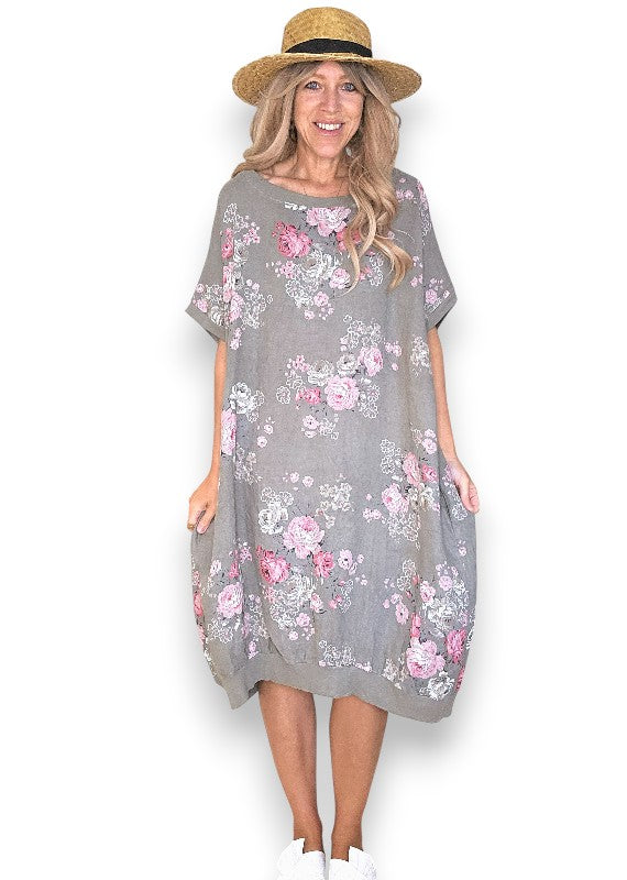 Mocha High Tea Elastic Hem Dress