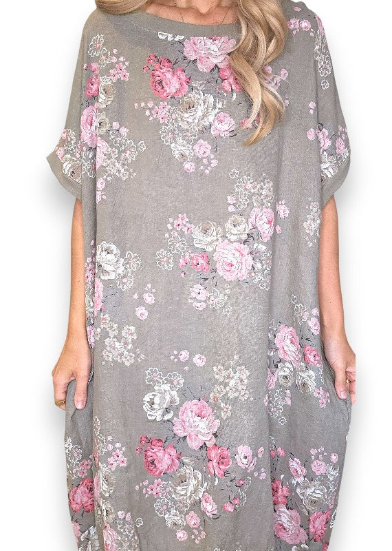 Mocha High Tea Elastic Hem Dress