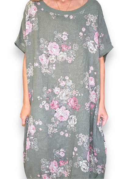 Forest High Tea Elastic Hem Dress