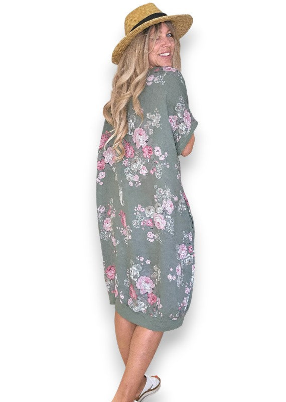Forest High Tea Elastic Hem Dress
