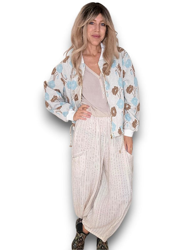 Embossed Oat Blossom Bomber Jacket