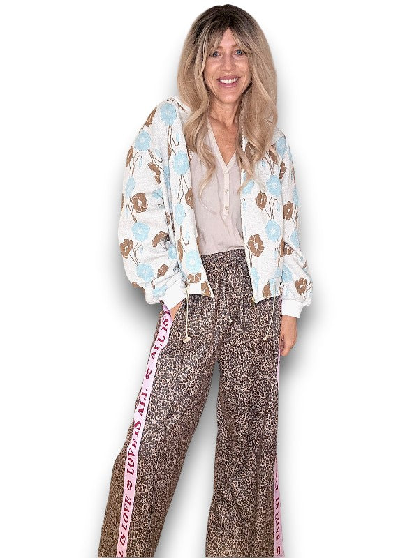 Embossed Oat Blossom Bomber Jacket