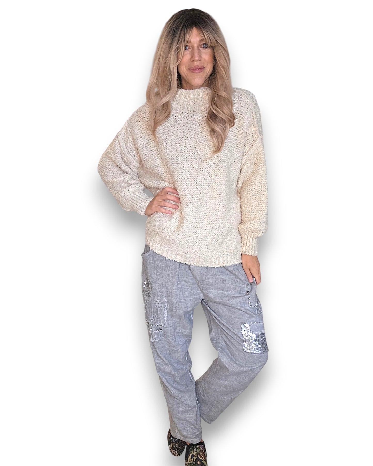 Vanilla Chenille Polo Sweater
