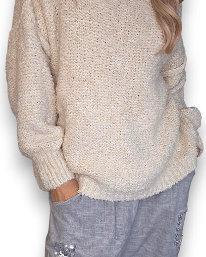 Vanilla Chenille Polo Sweater