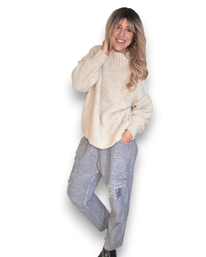 Vanilla Chenille Polo Sweater