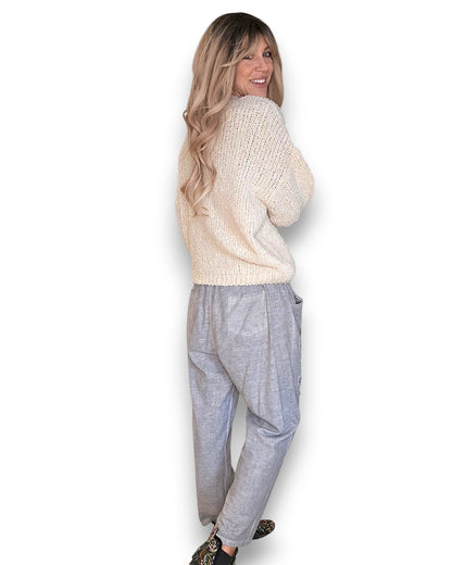 Vanilla V-Neck Chenille Sweater