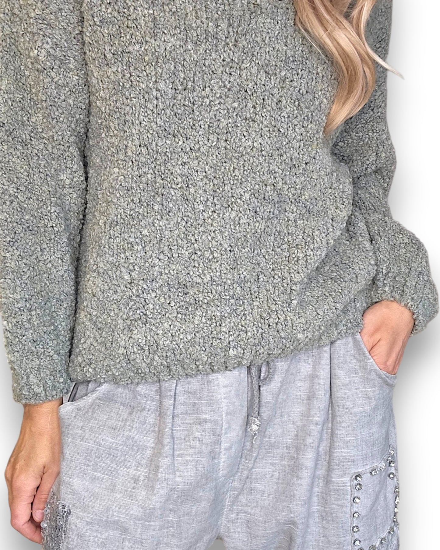 Forest V-Neck Chenille Sweater