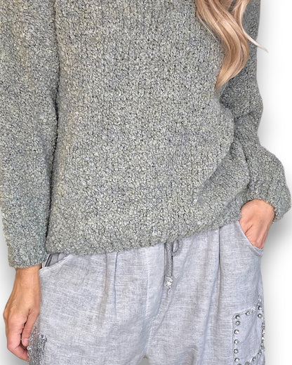 Forest V-Neck Chenille Sweater