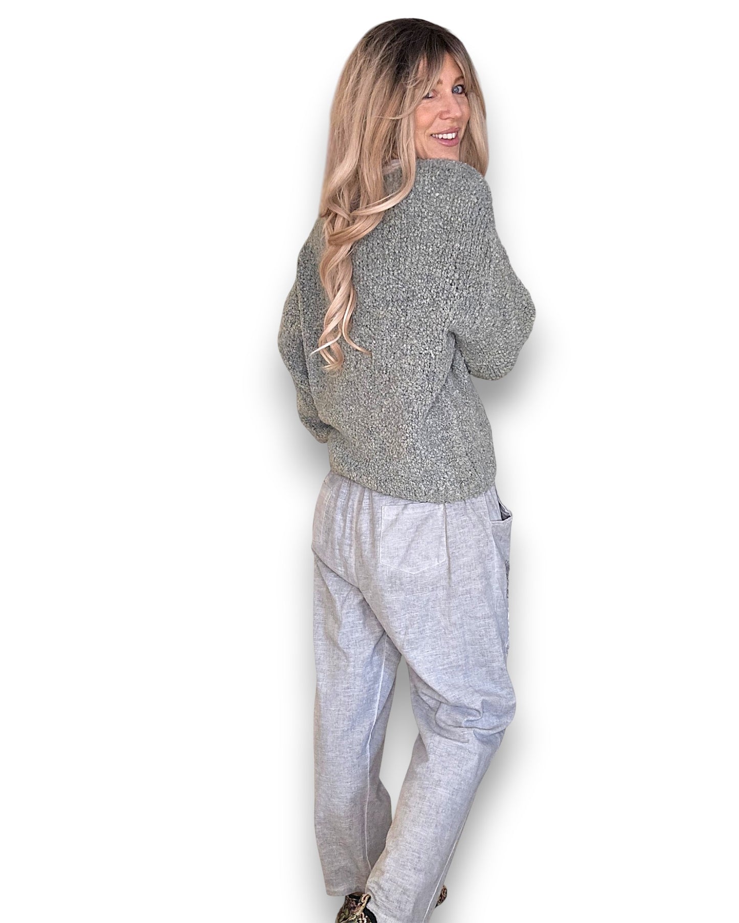 Forest V-Neck Chenille Sweater