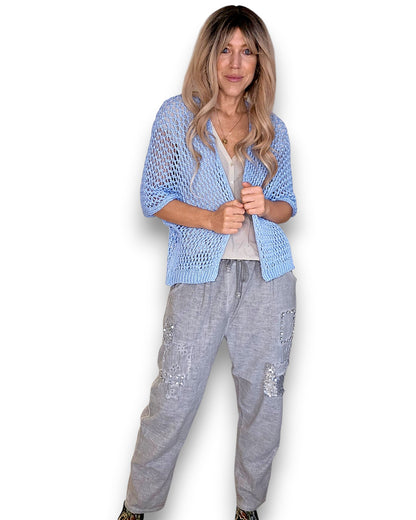 Baby Blue Crochet Star Cardi