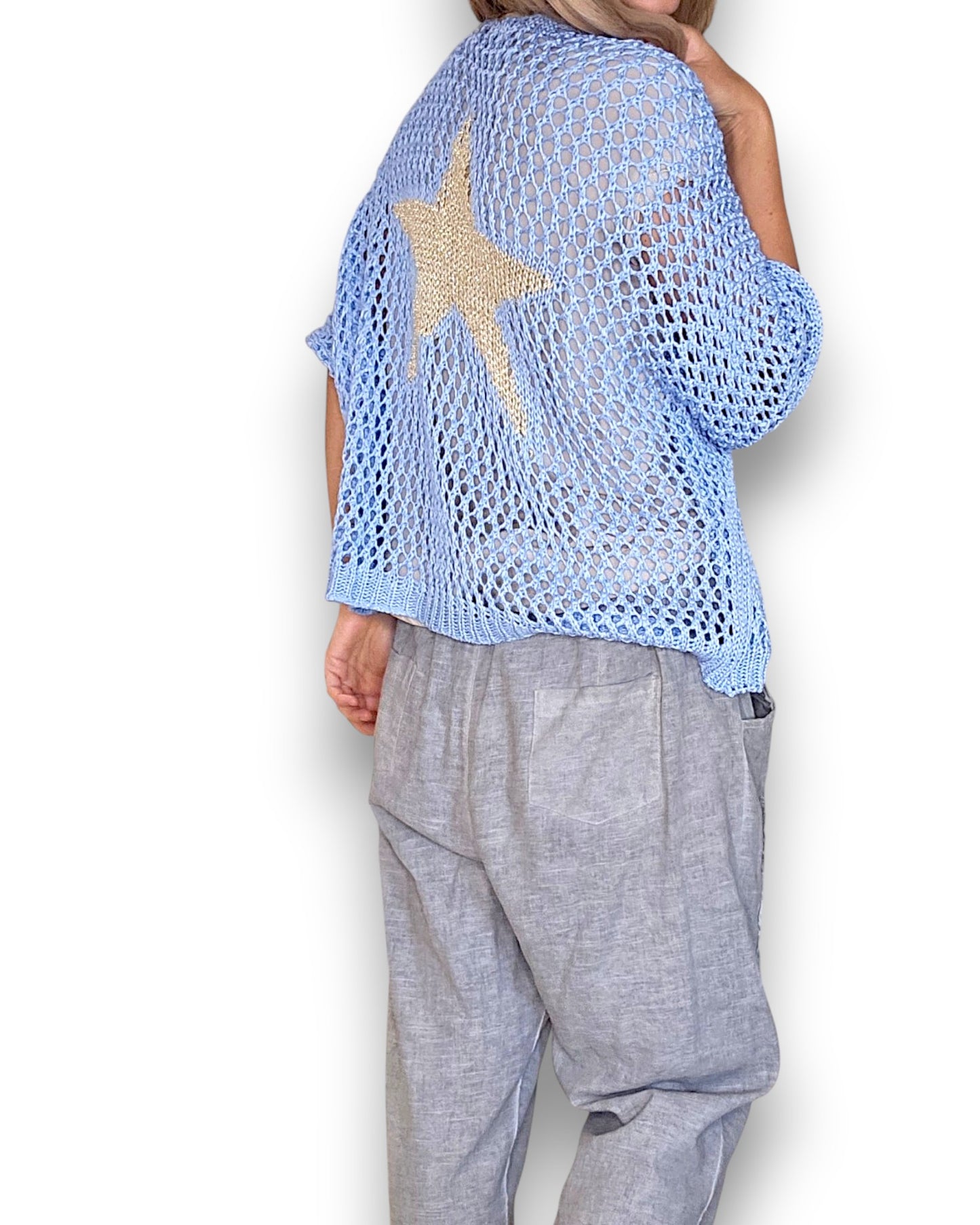 Baby Blue Crochet Star Cardi