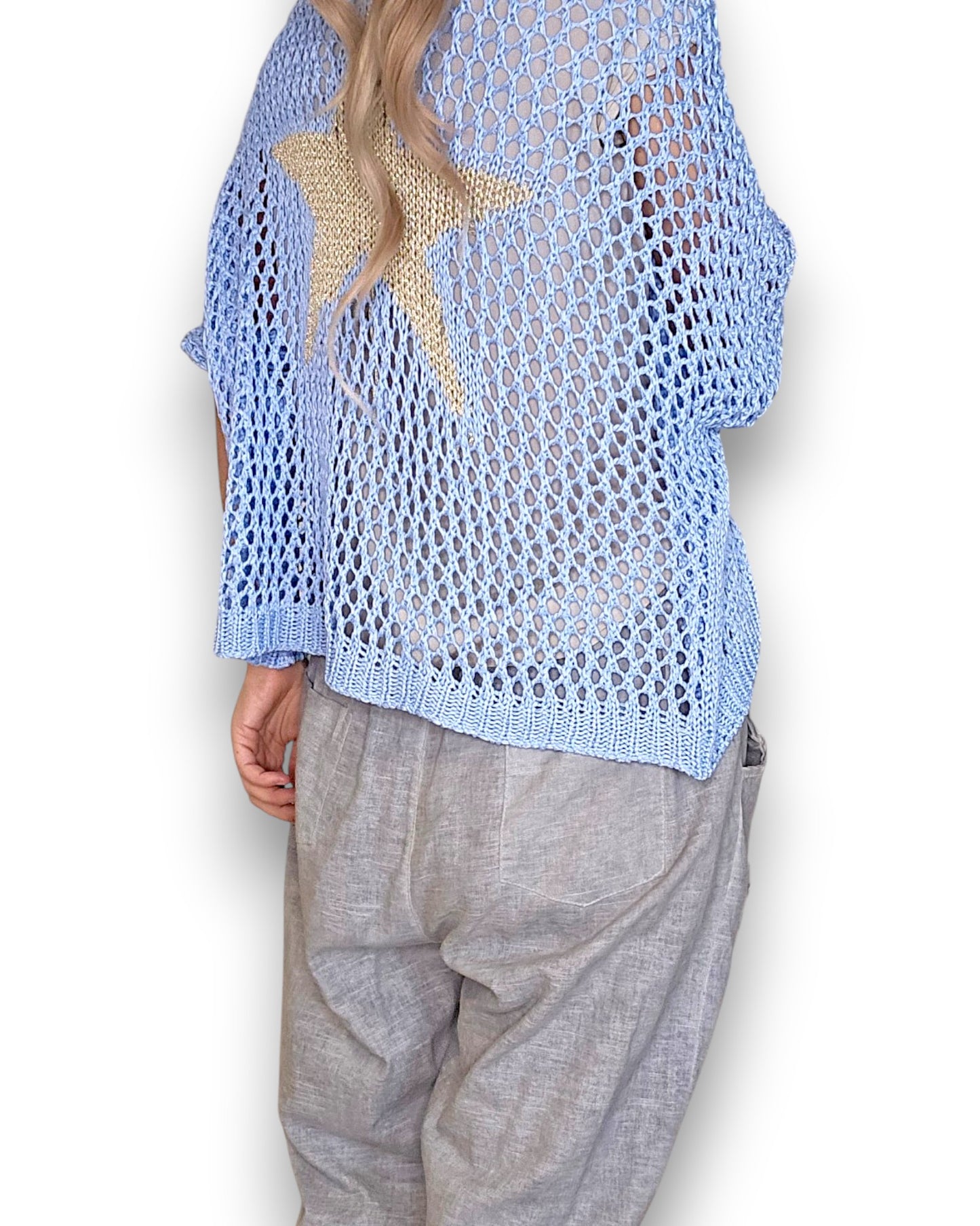 Baby Blue Crochet Star Cardi