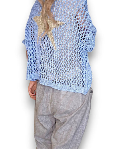 Baby Blue Crochet Star Cardi