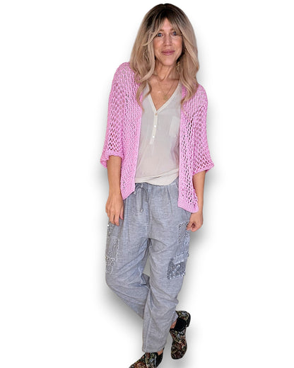 Bubbelgum Pink Crochet Star Cardi
