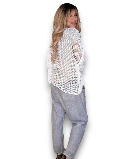 White Crochet Star Knit